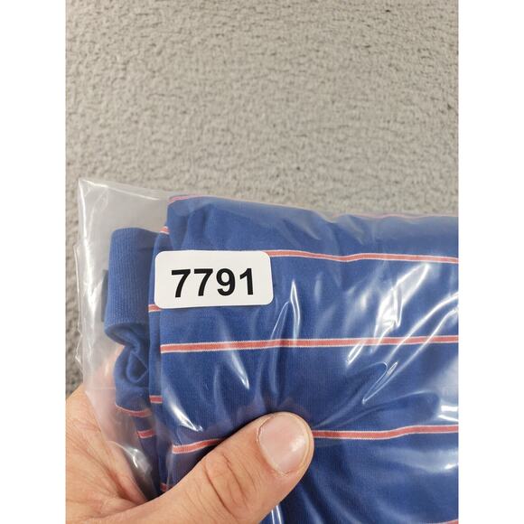 Peter Millar Shirt Men's Large Blue Orange Striped Golf Polo Short Sleeve - Picture 9 of 9